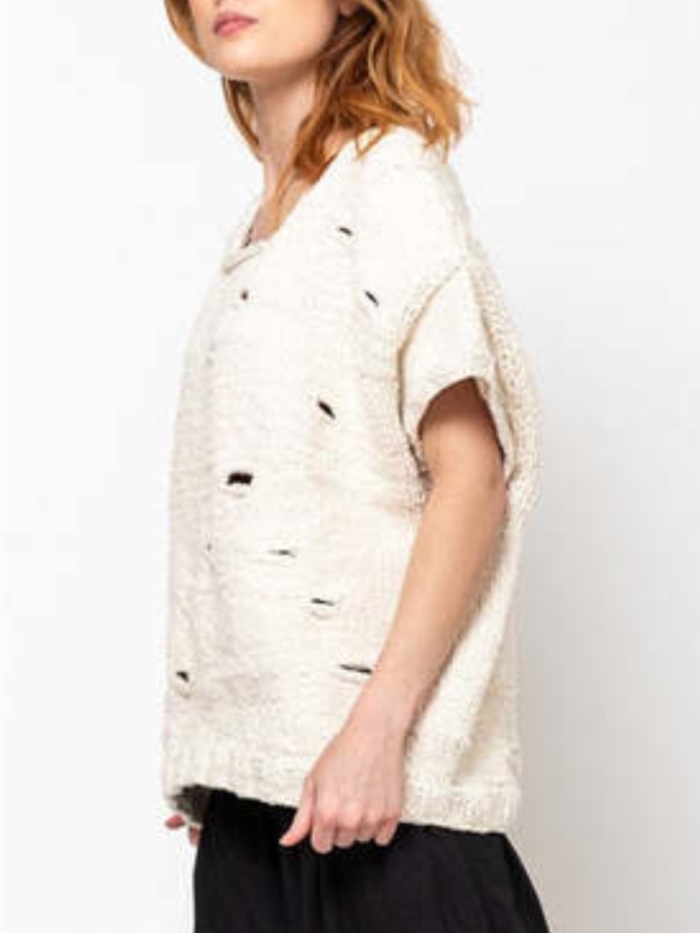 LAUREN MANOOGIAN Handknit Wabi Sweater Vest Ivory One size
